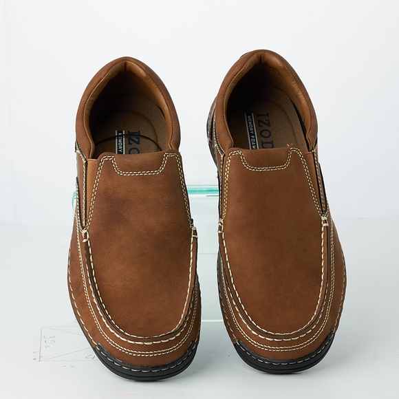 Izod Charlie Dark Tan Memory Foam Slip On Shoe New - Picture 4 of 8